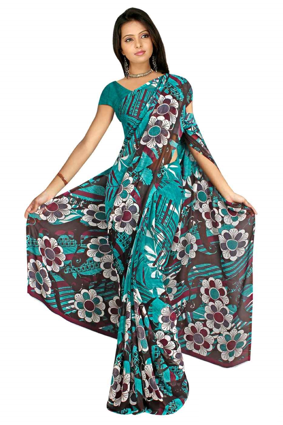 Chanchal Georgette Printed Casual Saree Sari Bellydance fabric