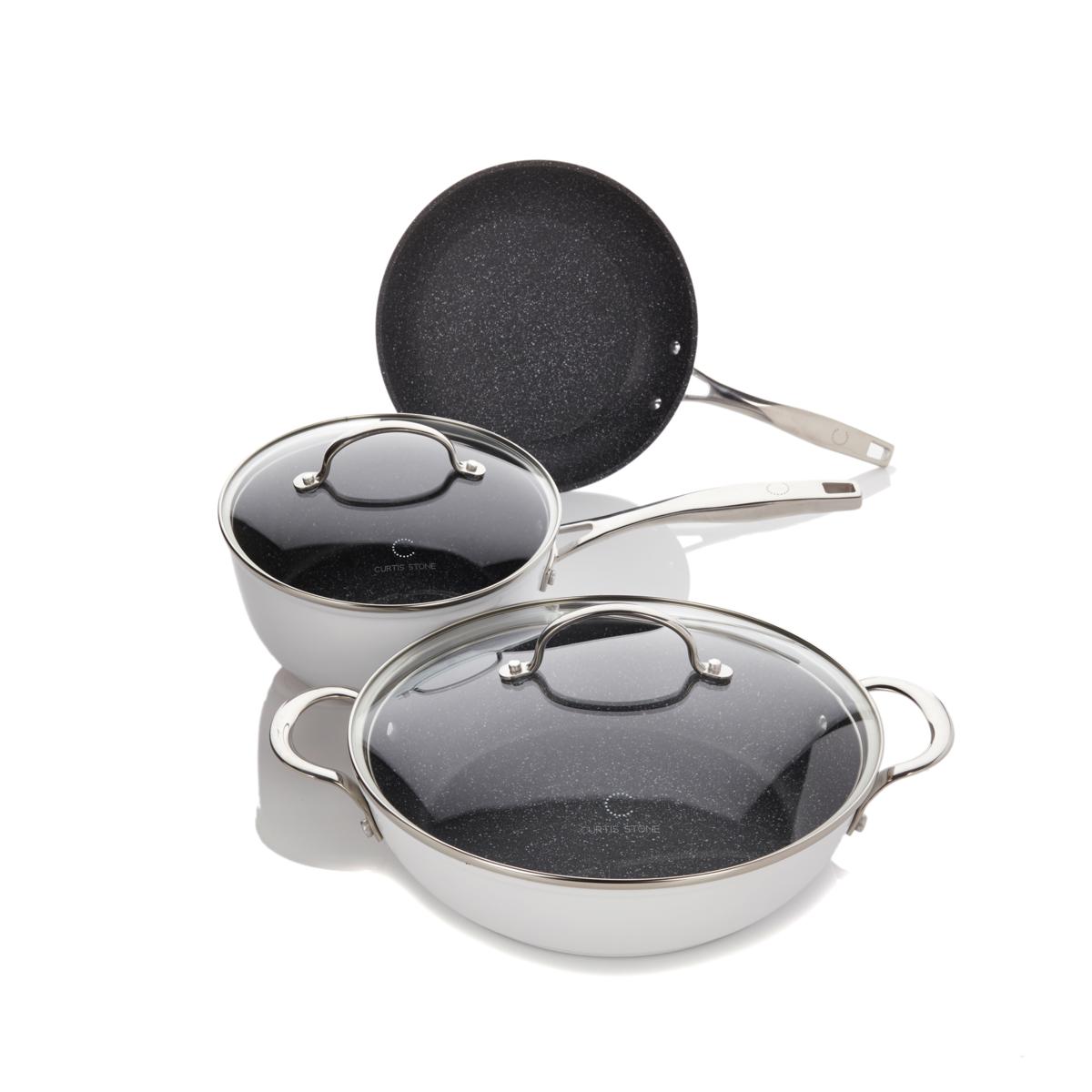 Curtis Stone Cookware Set DuraPan Nonstick 5piece Essentials + Recipes