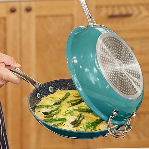 Curtis Stone DuraPan Nonstick 2piece Interlocking Fry Pans