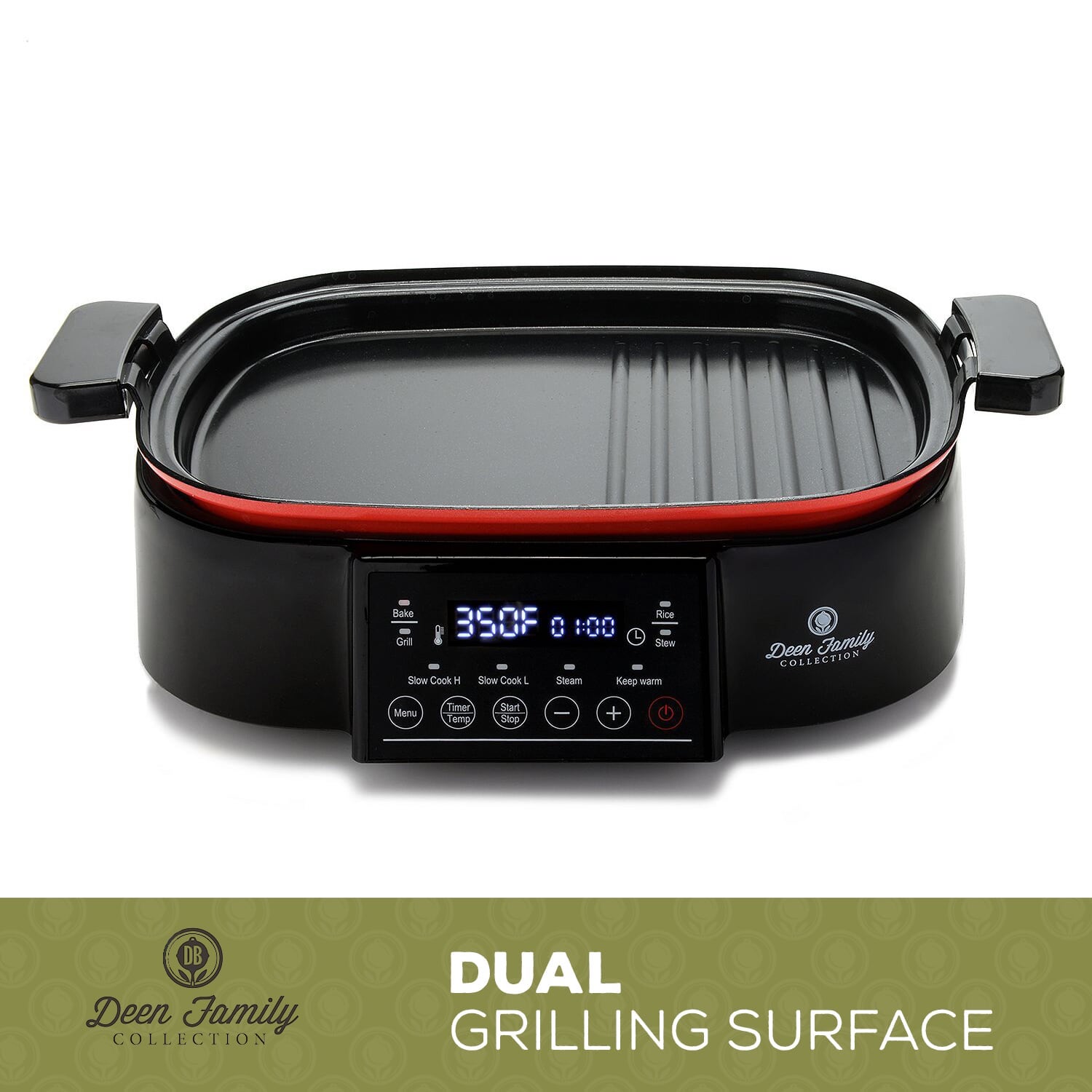 Deen Family 2-in-1 6QT 1250 Watt Multi Cooker and Grill with Glass Lid