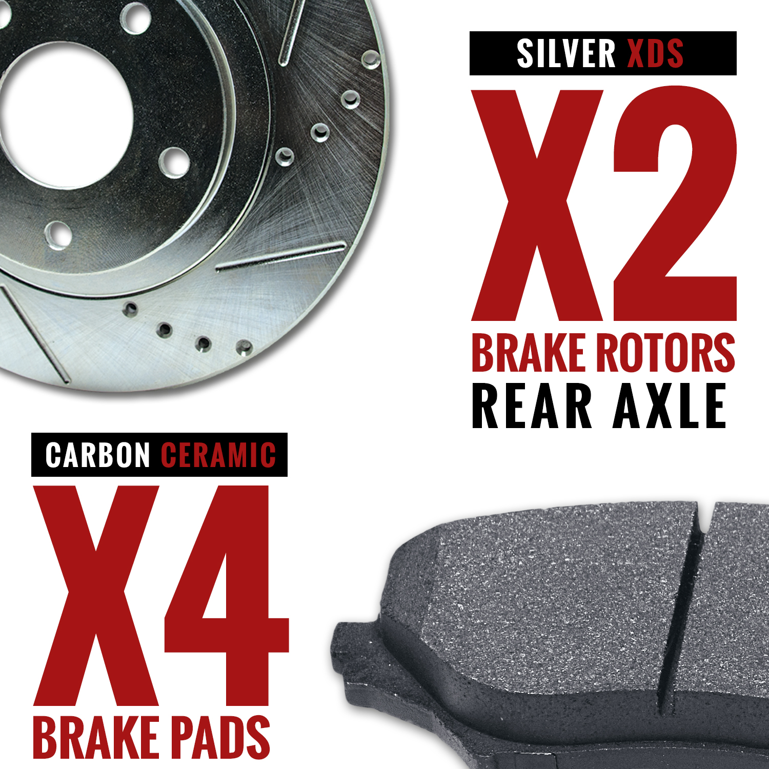 Slot Drill Rotor Ceramic Pad R 2001 2002 2003 Fits Nissan Maxima Silver