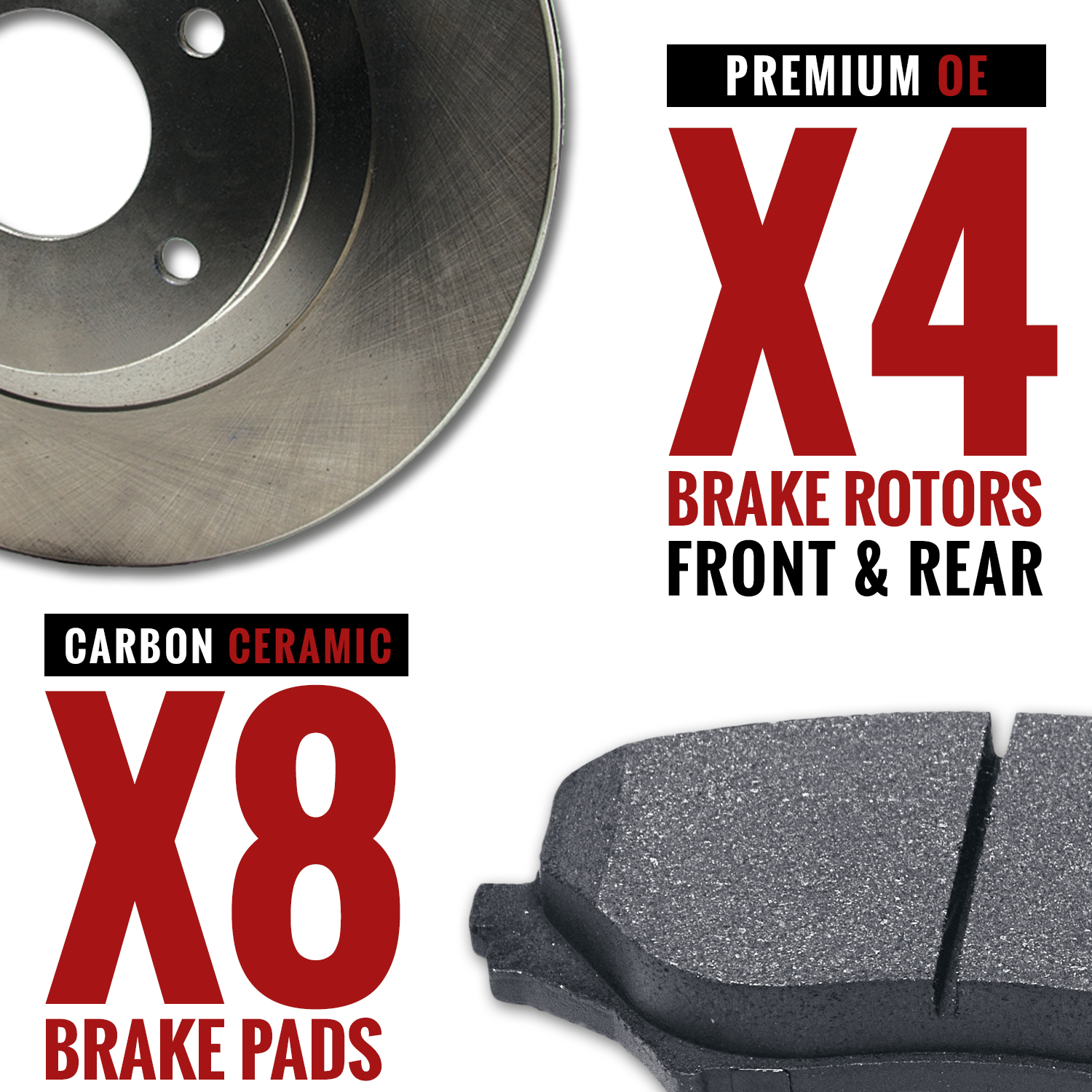 Front Rear Rotors w//Ceramic Pads OE Brakes 2006-2015 Fit Toyota Rav4
