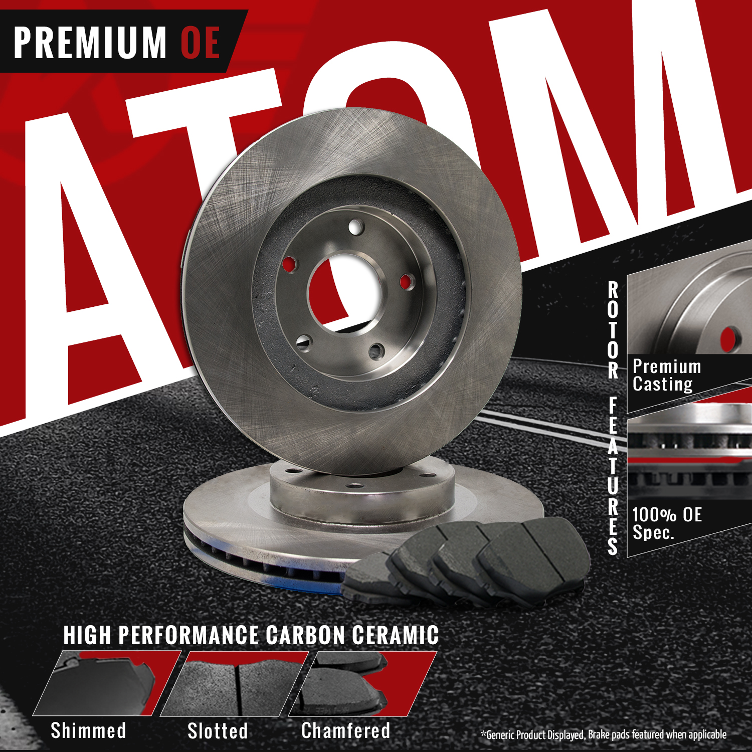 2012 Ram 1500 w//5 Lug Rotor Rotors Ceramic Pads R OE Replacement