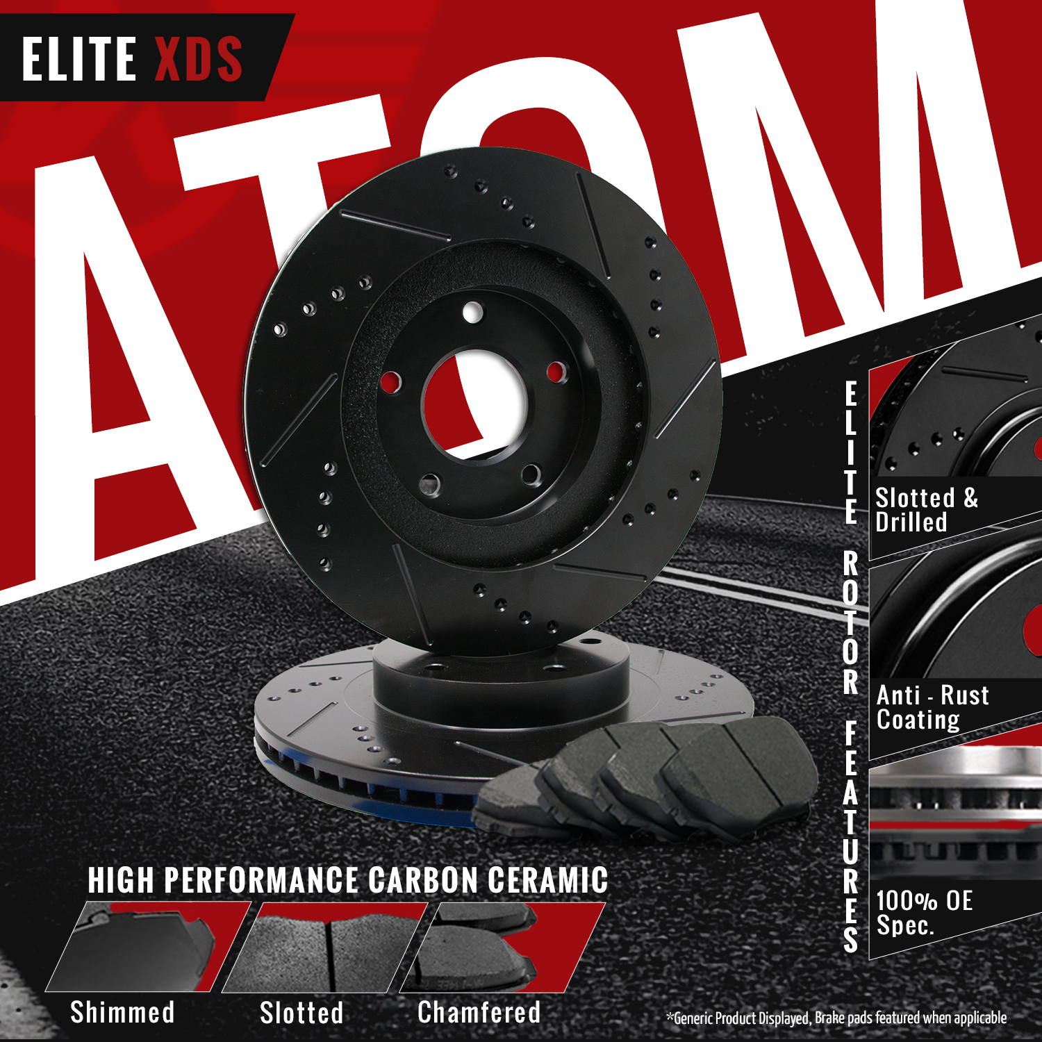 Front Rear Rotors w//Ceramic Pads Elite Brakes 03-06 Expedition Navigator