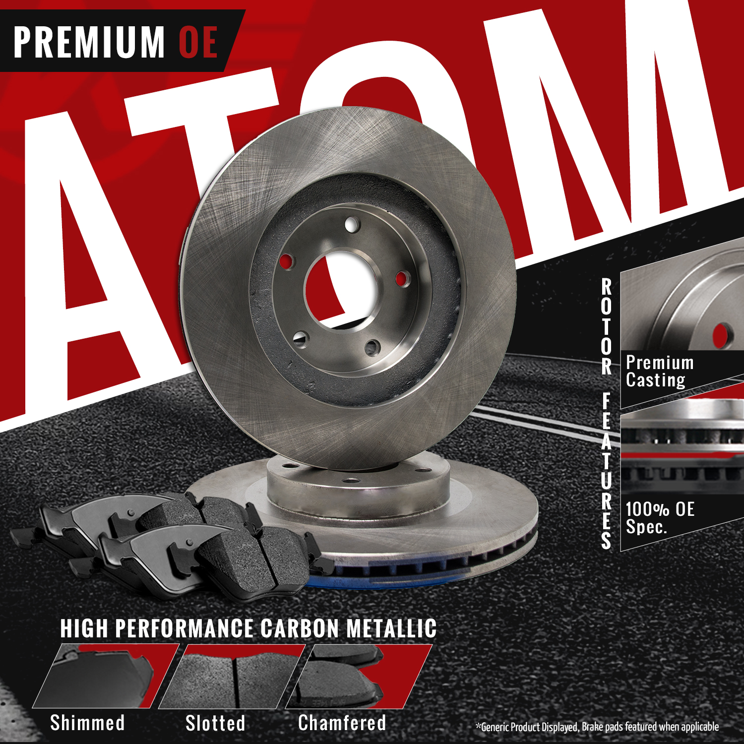 Rear Rotors w//Metallic Pad OE Brakes Fits 2008 2009 2010 Impreza Front