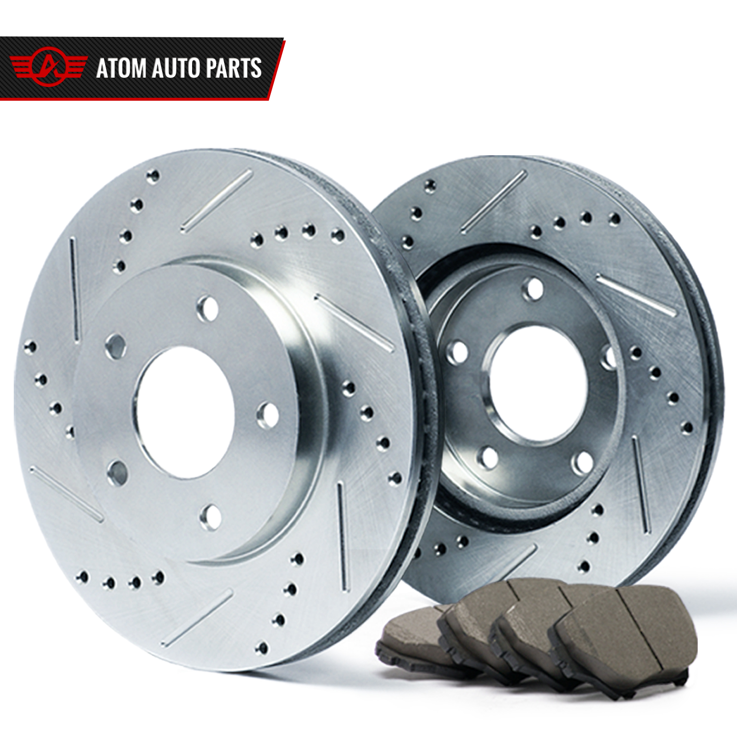 Slot Drill Rotor Ceramic Pad R 2001 2002 2003 Fits Nissan Maxima Silver