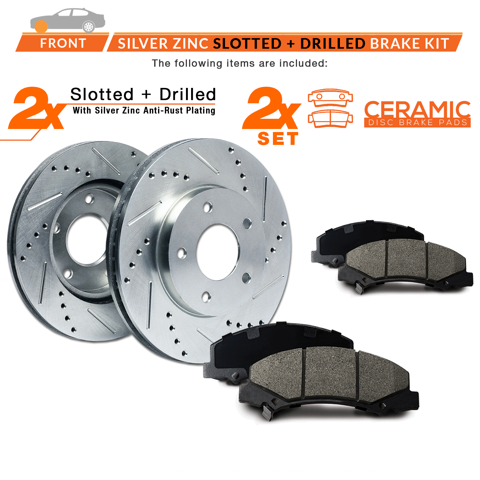 Silver Slot Drill Rotor w//Ceramic Pad F See Desc. 2006 2007 Pontiac G6