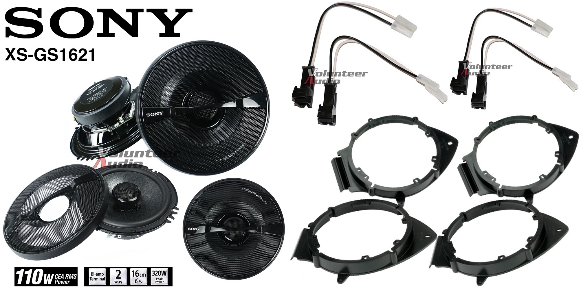 2 Pair SONY XSGS1621 6.5 Speakers 2 Pair Front / Rear Adapters