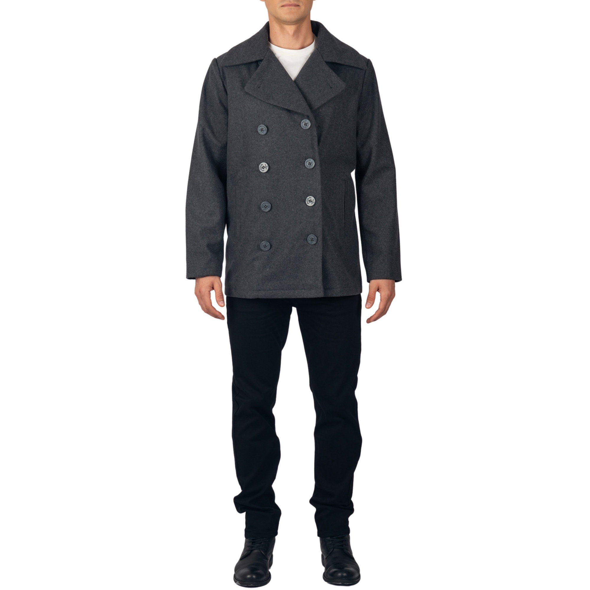 Alpine Swiss Mason Mens Wool Blend Pea Coat Jacket Double Breasted Dress Coat