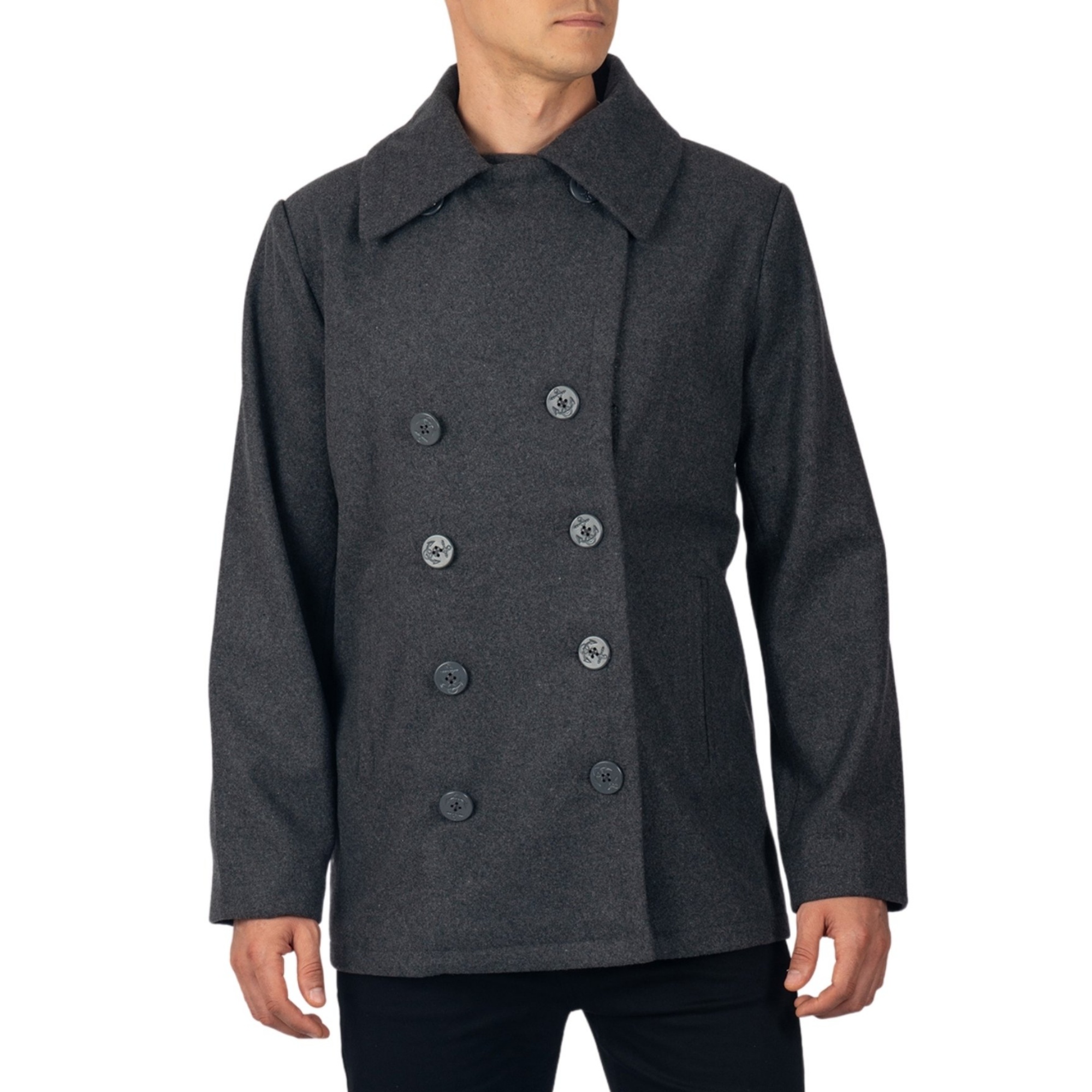 Alpine Swiss Mason Mens Wool Blend Pea Coat Jacket Double Breasted Dress Coat