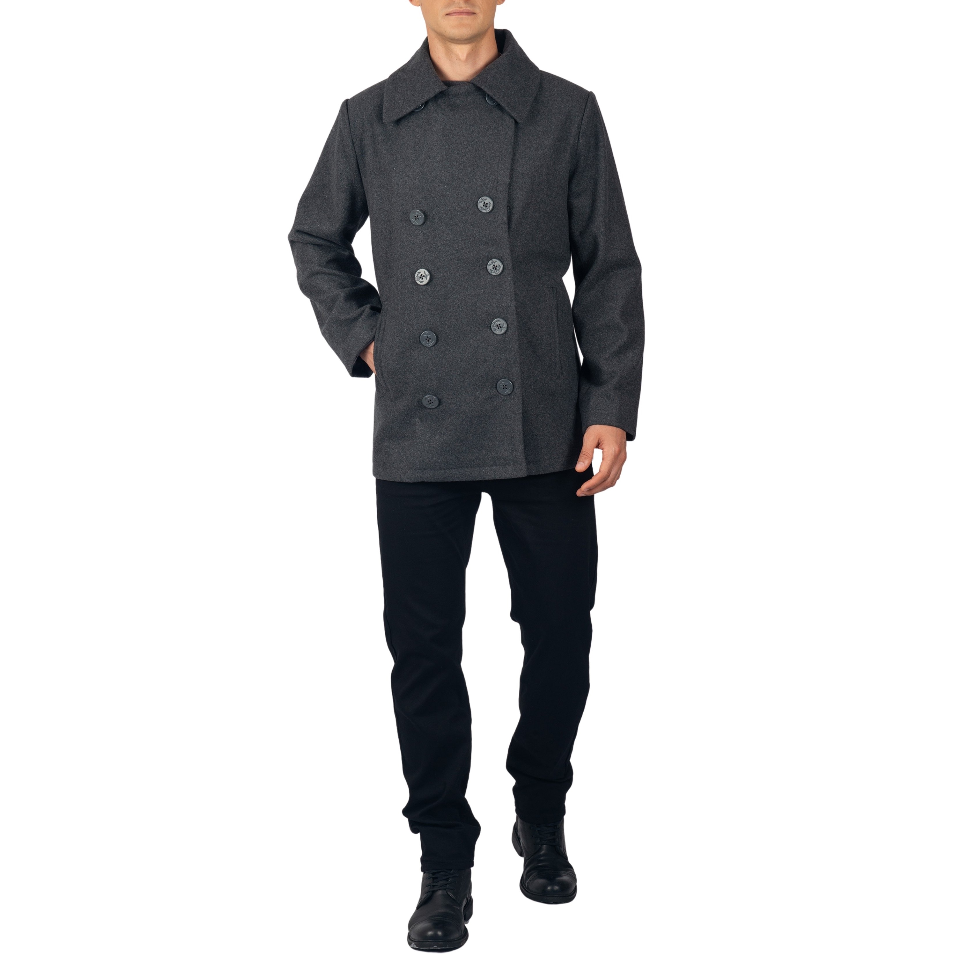 Alpine Swiss Mason Mens Wool Blend Pea Coat Jacket Double Breasted Dress Coat