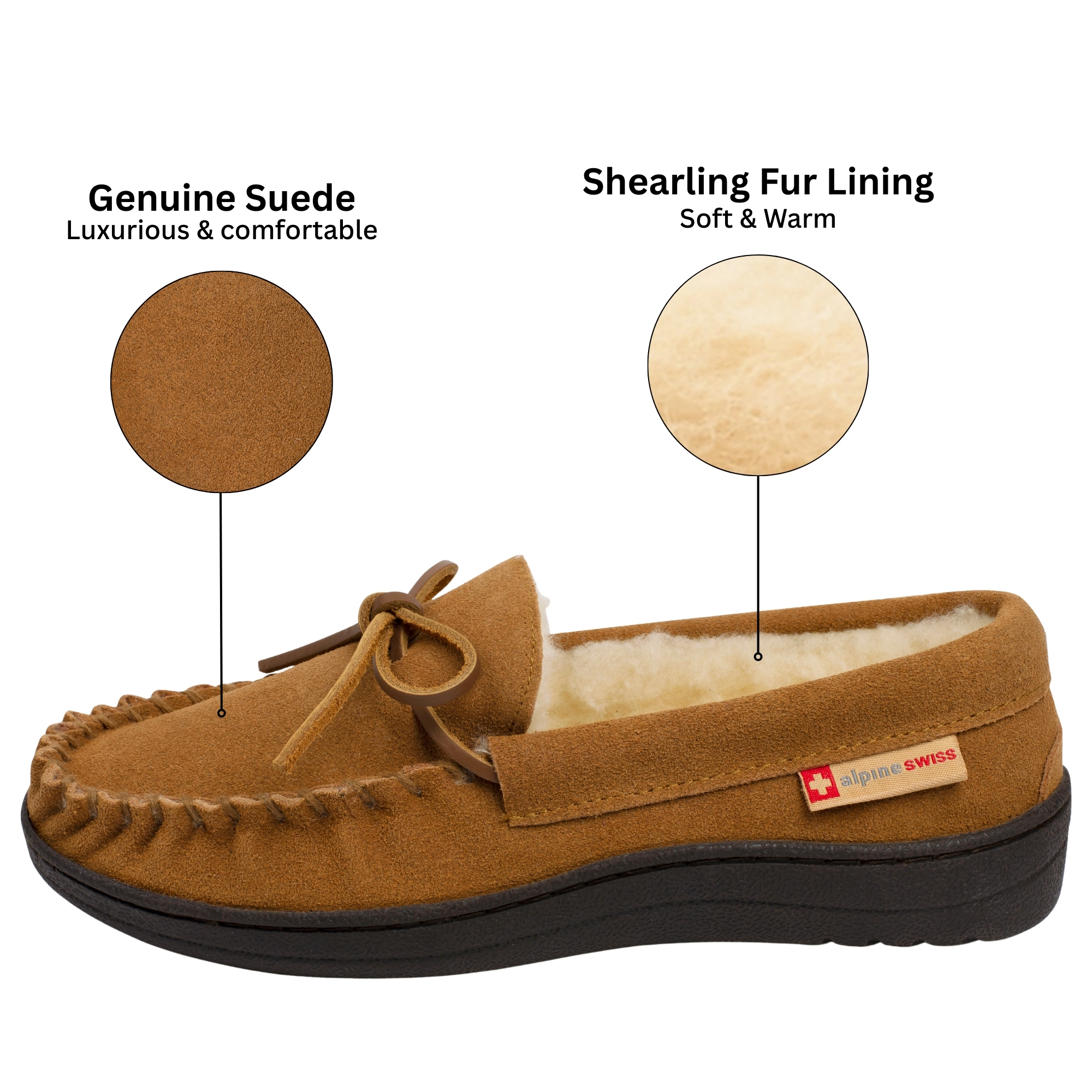 Alpine Swiss Sabine Womens Moccasin Slippers Genuine Suede House Shoe Memory - Picture 27 of 50