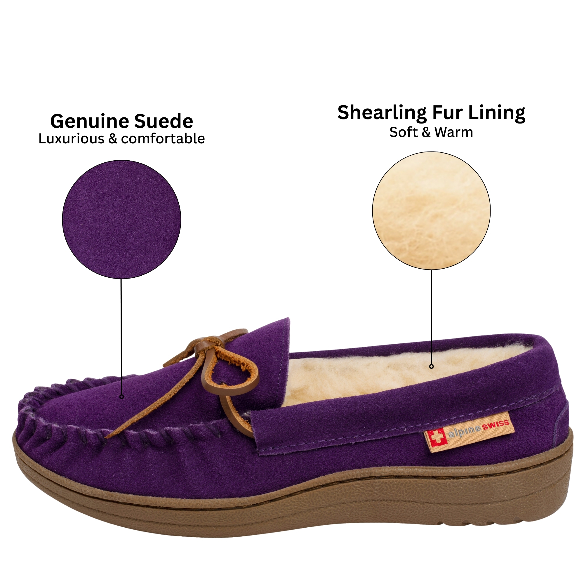 Alpine Swiss Sabine Womens Moccasin Slippers Genuine Suede House Shoe Memory - Picture 35 of 50