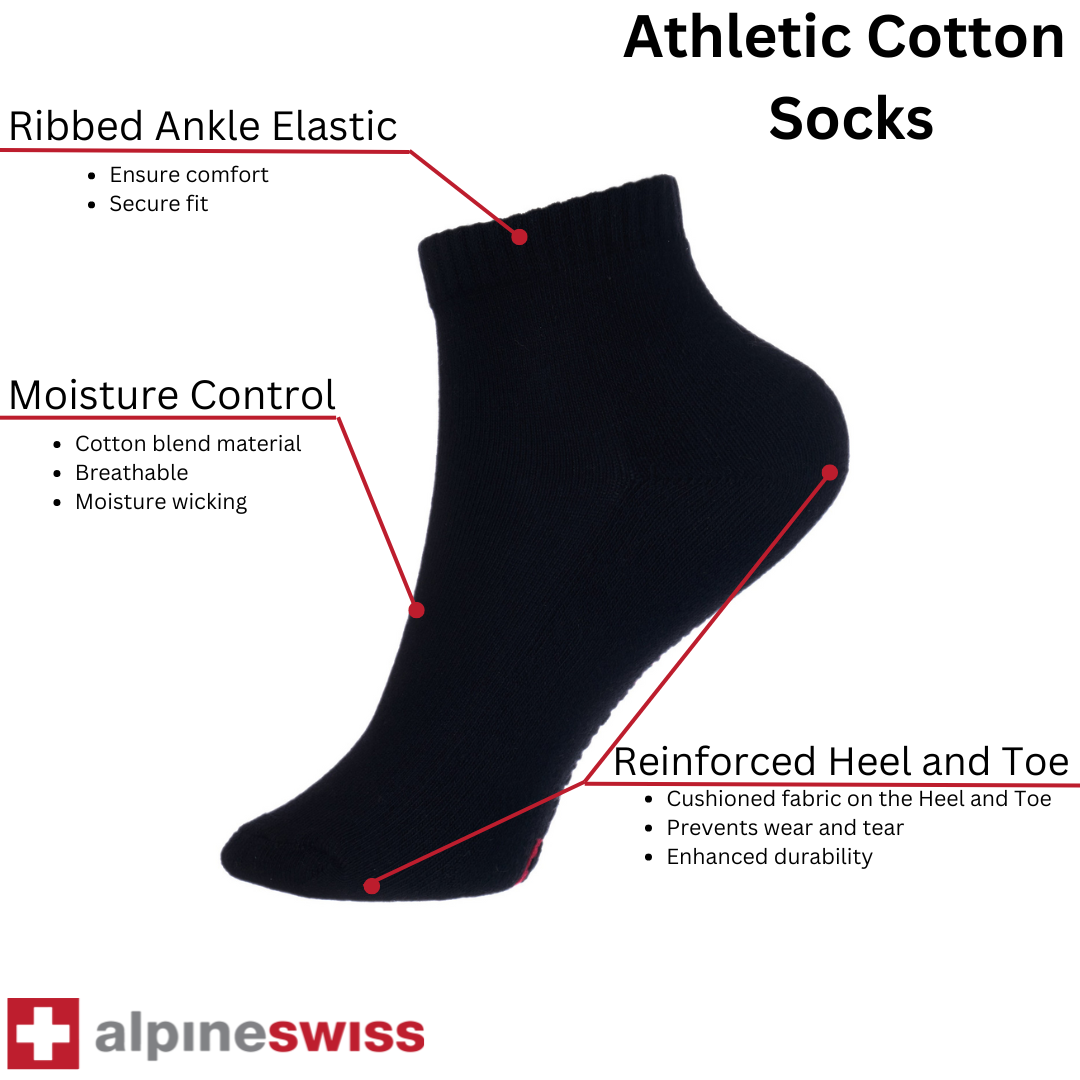 Alpine Swiss Mens Ankle Socks 8 Pack Cotton Athletic Performance Socks for Men - Picture 7 of 24