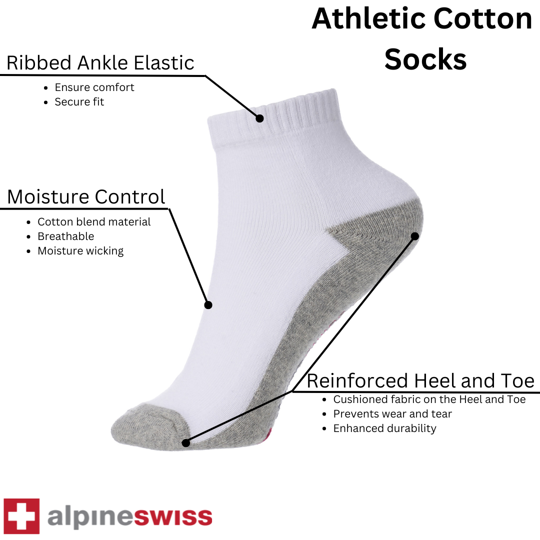 Alpine Swiss Mens Ankle Socks 8 Pack Cotton Athletic Performance Socks for Men - Picture 13 of 24