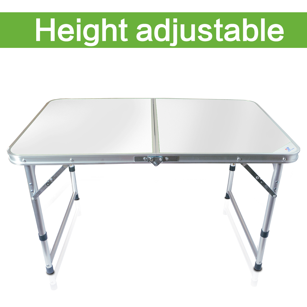 Indoor Outdoor With Carrying Handle 4ft Aluminum White Portable Folding Table Indoor Outdoor With Carrying Handle 4ft Aluminum White Portable Folding Table