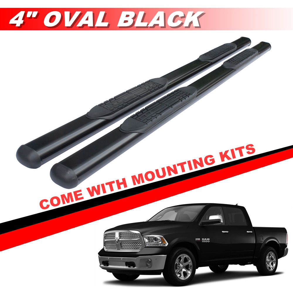 3/" Running Board Oval Nerf Bars Side Steps For 2009-2018 Dodge Ram 1500 Quad Cab