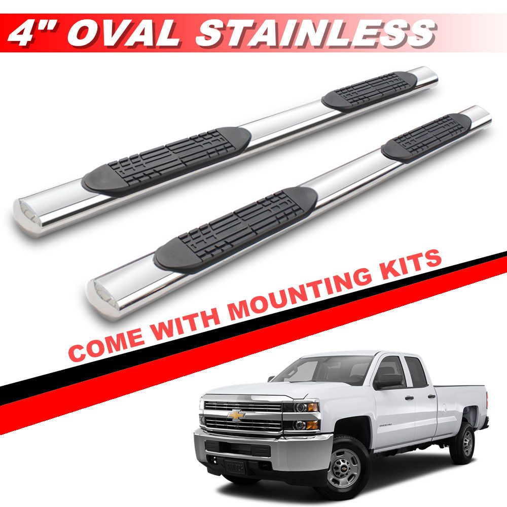 4" S/S Side Steps Running Boards For 20072018 Silverado Extended