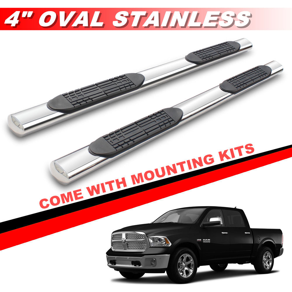 5/" Oval Black Running Board Side Step For 2009-2018 Dodge Ram 1500 Crew Cab