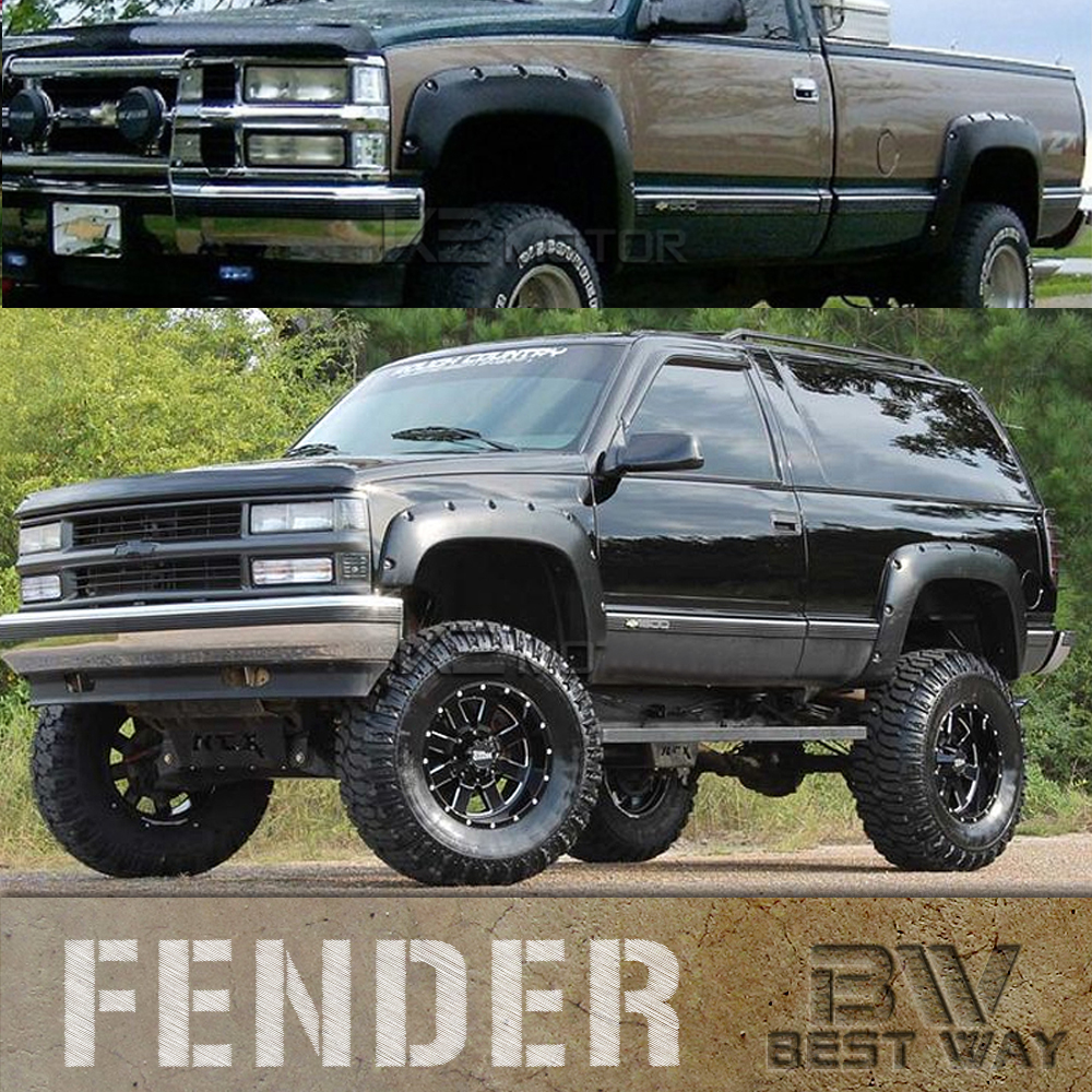 GM C//K Black Pocket Riveted Style Fender Flares Textured 1988-1998 Chevy