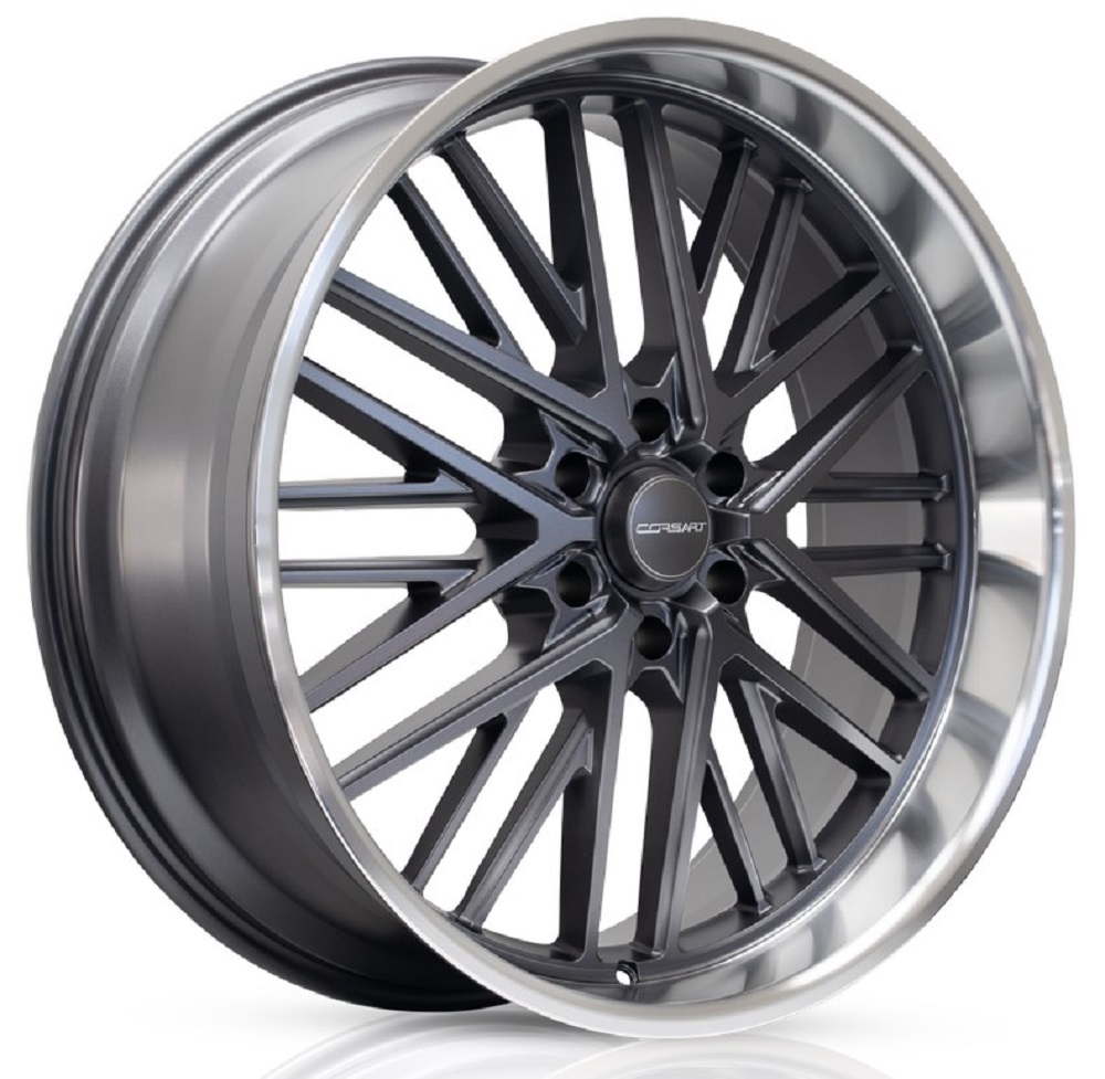 24x10 Corsart R505 Kingpin 6 Matte Gunmetal Diamond Cut Lip Wheel 6x135 (25mm) - Bild 1 von 6
