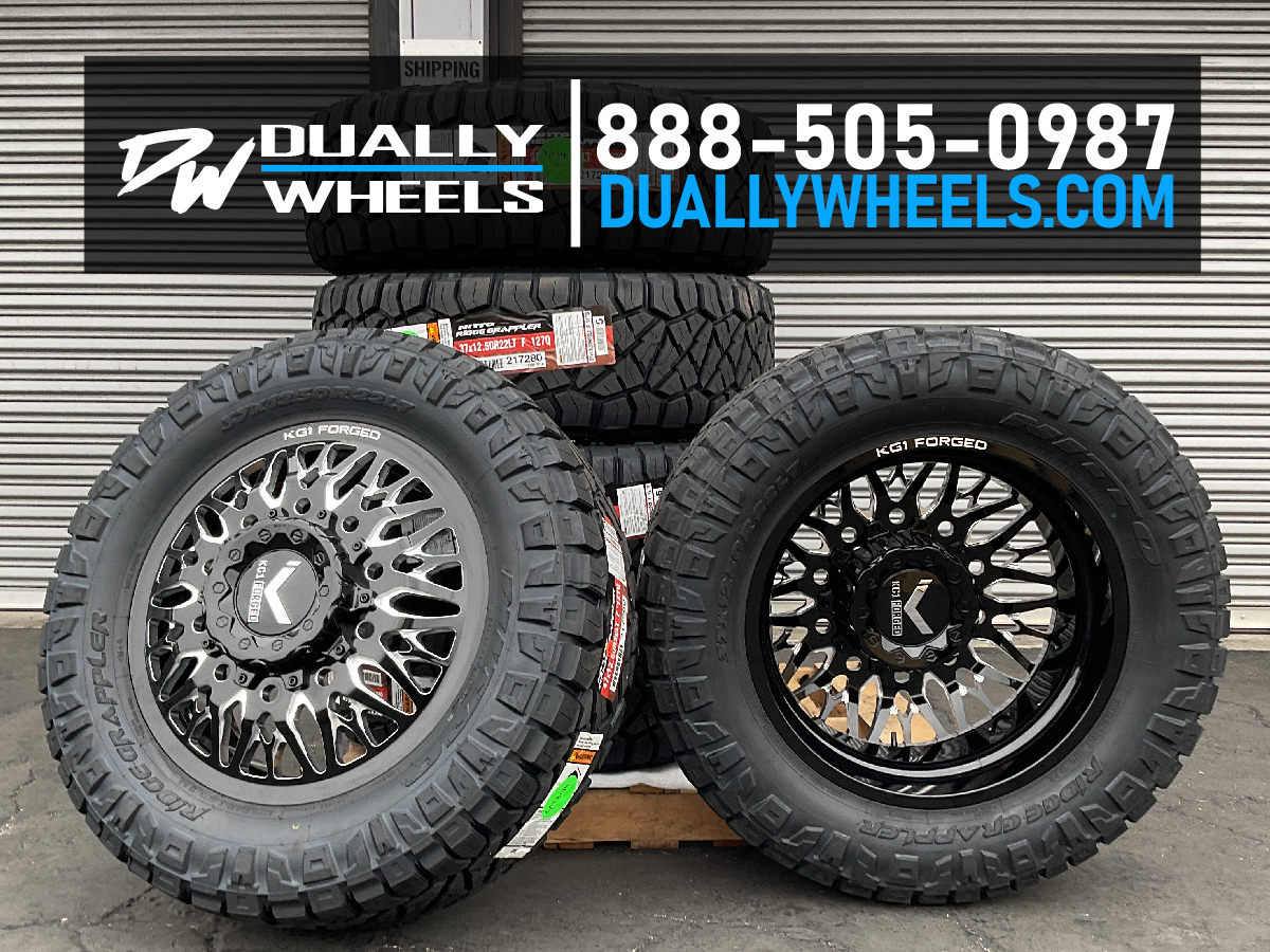 26x8.25 KG1 Forged KD014 Trident-D Black 11-UP GM DUALLY