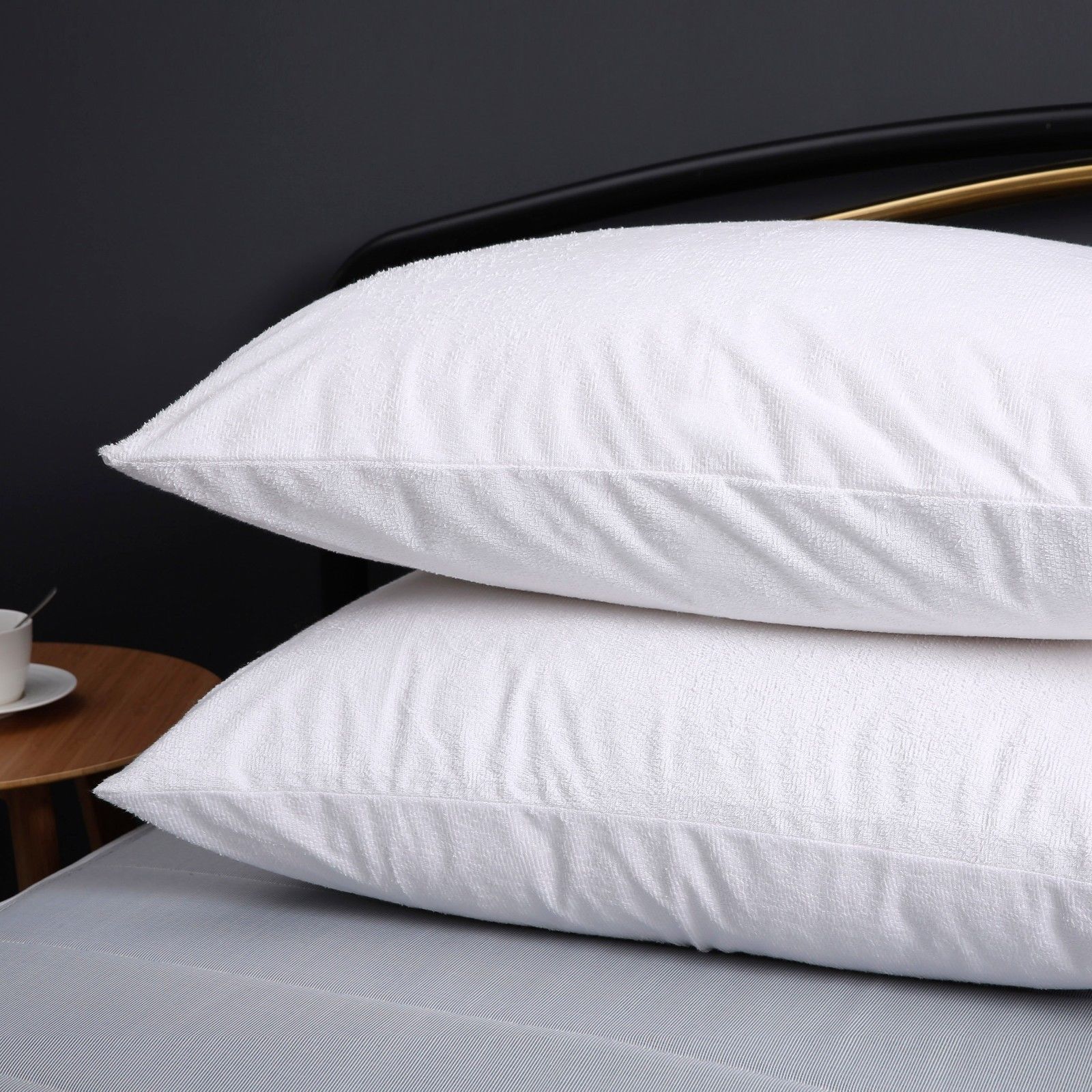 2 Cotton Terry Toweling Waterproof Pillow Protector Pillowcase