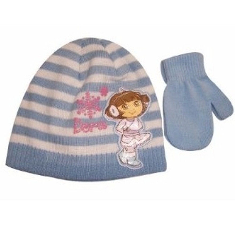 Toddler Girls Dora the Explorer Knit Beanie /& Mittens Set BRAND NEW W TAGS