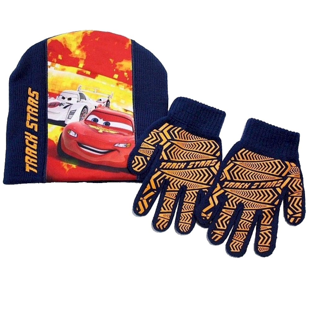 Disney Pixar's Cars 2 Boy's "Track Stars" Beanie Hat & Gloves Set Sz. 4-7 - Picture 9 of 9