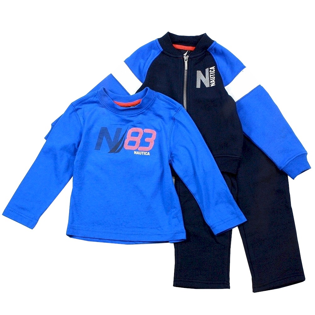 Nautica Infant Toddler Boy's 3-Piece Fleece Long Sleeve & Pant Outfit - Picture 5 of 8