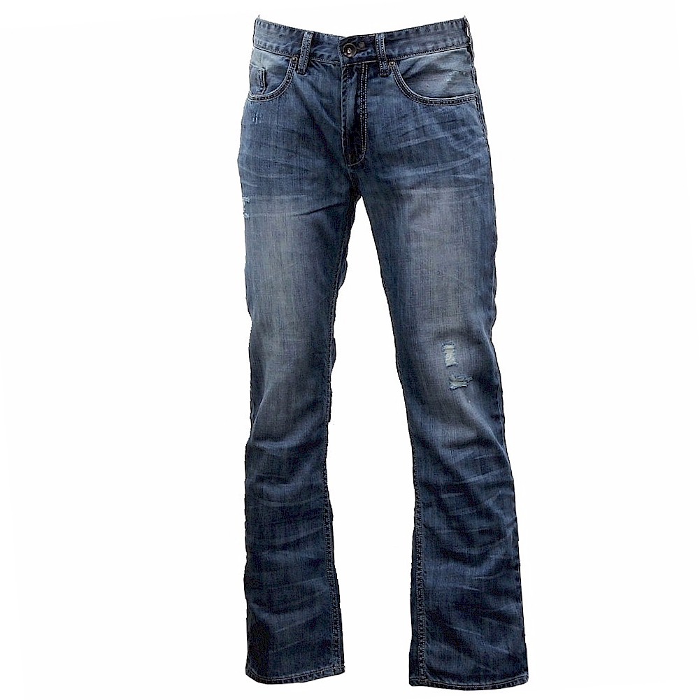 Buffalo By David Bitton Mens Six Slim Straight Fit Blue Distressed Jeans