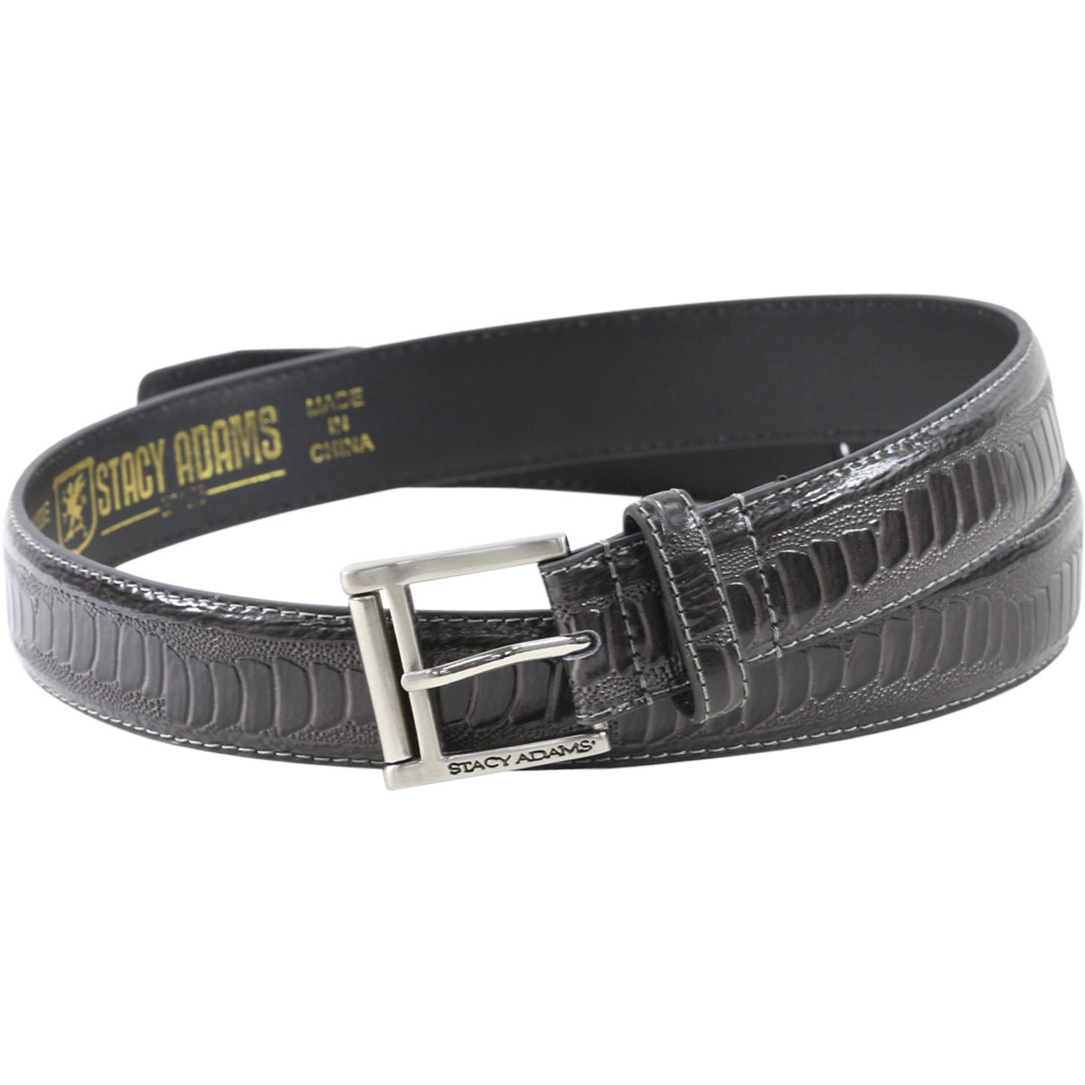 Stacy Adams Men/'s Cognac Croco Embossed Genuine Leather Belt Sz 32