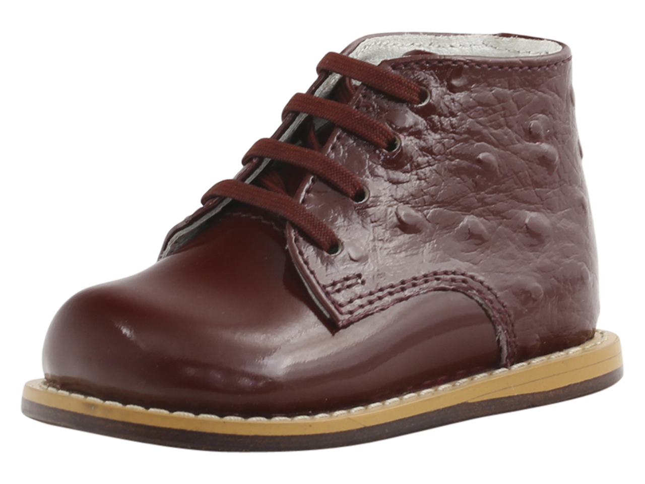 Josmo Infant/Toddler Boy's First Walker Burgundy Ostrich Oxfords Shoes - Picture 8 of 98