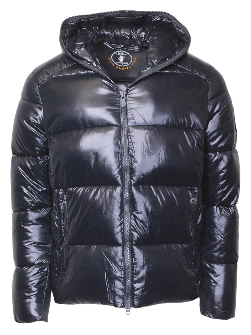 Pre-owned Save The Duck Hooded Luck Puffer Jacket Men's Windproof Zip Front In Black