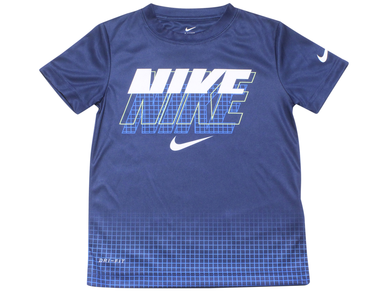 Nike Little Boy's T-Shirt Glow In The Dark Crew Neck Dri-FIT Blue Void - Picture 5 of 10