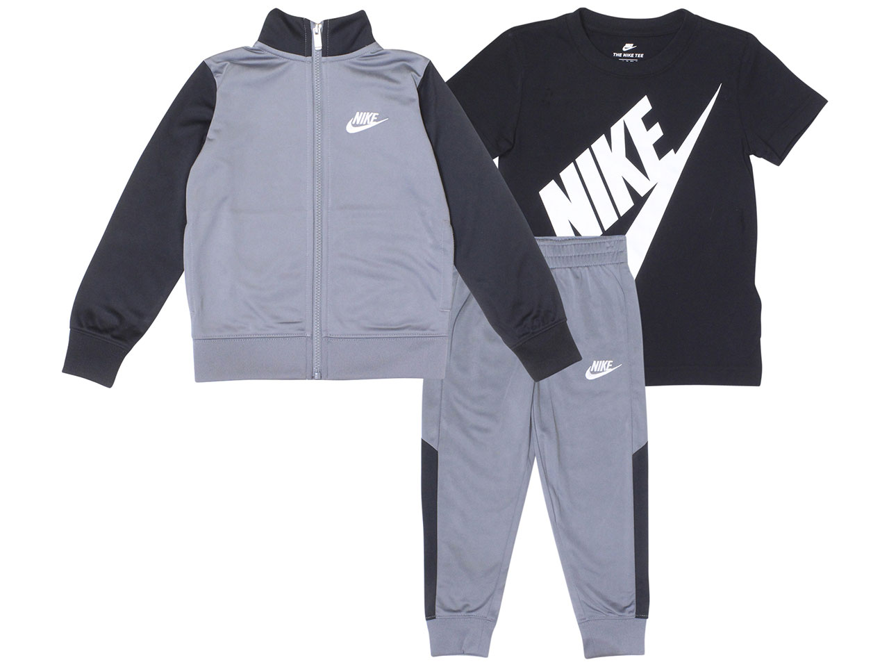 Nike Little Boy's Block Tricot 3-Piece Set (Jacket/Pants/T-Shirt) Grey - Picture 7 of 10