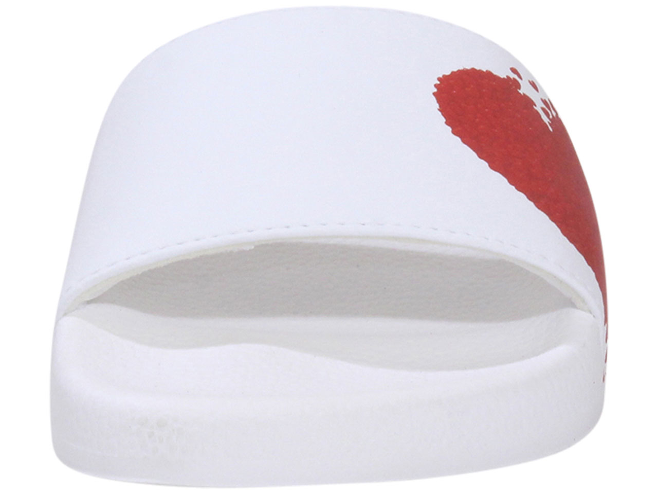 Love Moschino Slides White Red Heart Logo Flip Flops Sandals Shoes