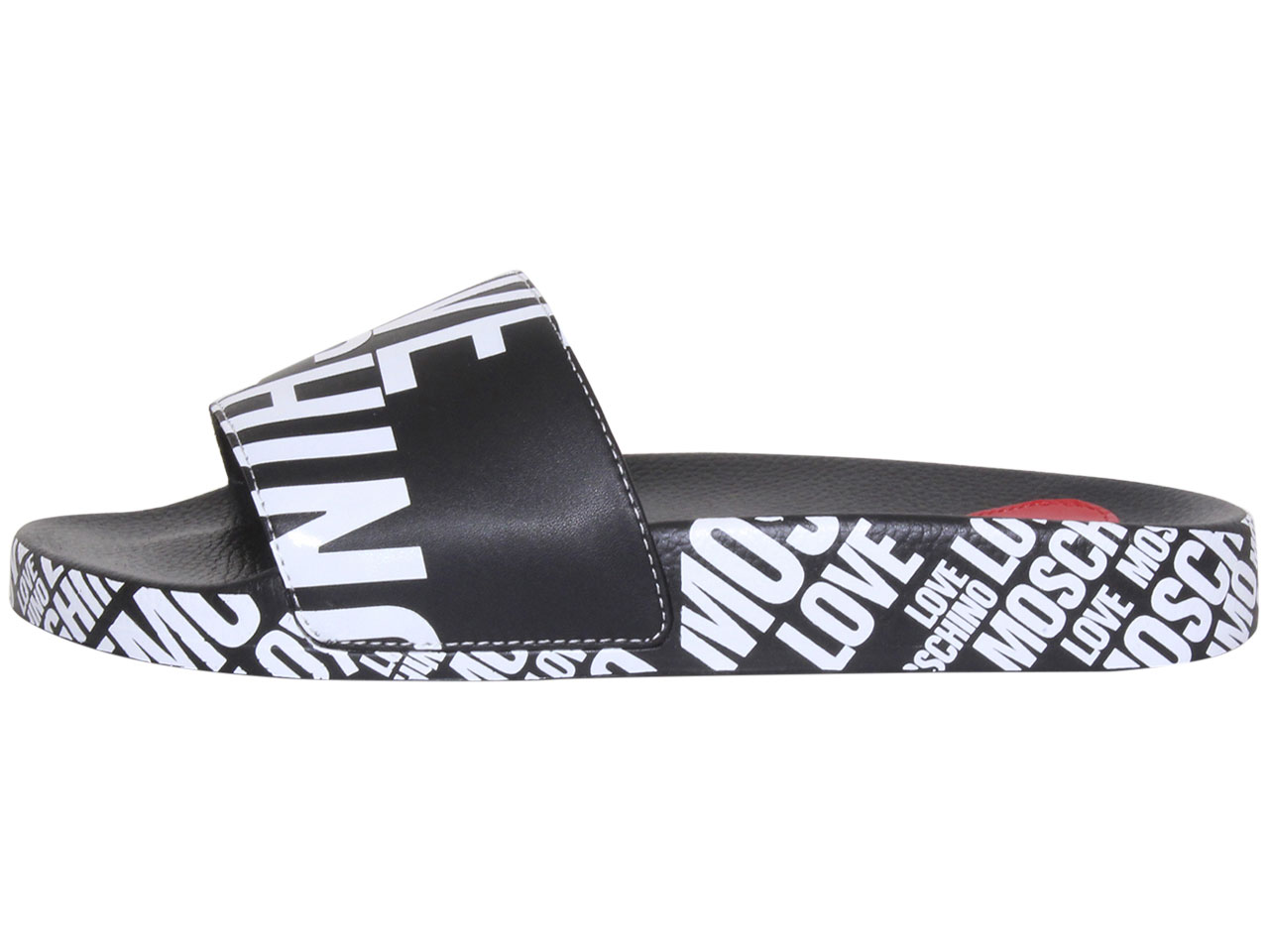 Love Moschino Women's Slides Sandals Allover Logo Print Shoes Black/White - Picture 11 of 32