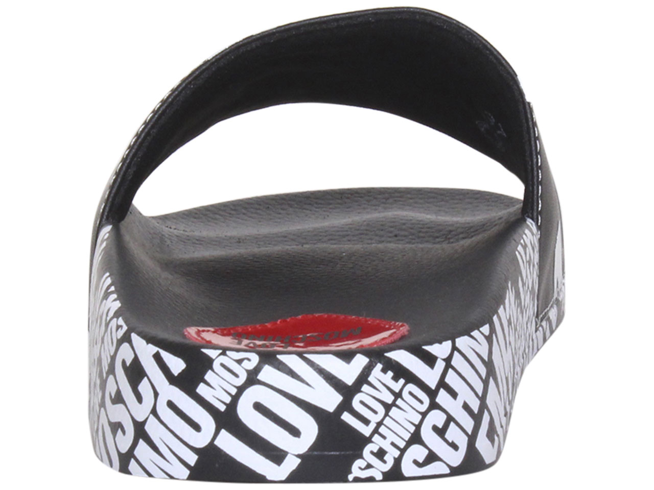 Love Moschino Women's Slides Sandals Allover Logo Print Shoes Black/White - Picture 20 of 32