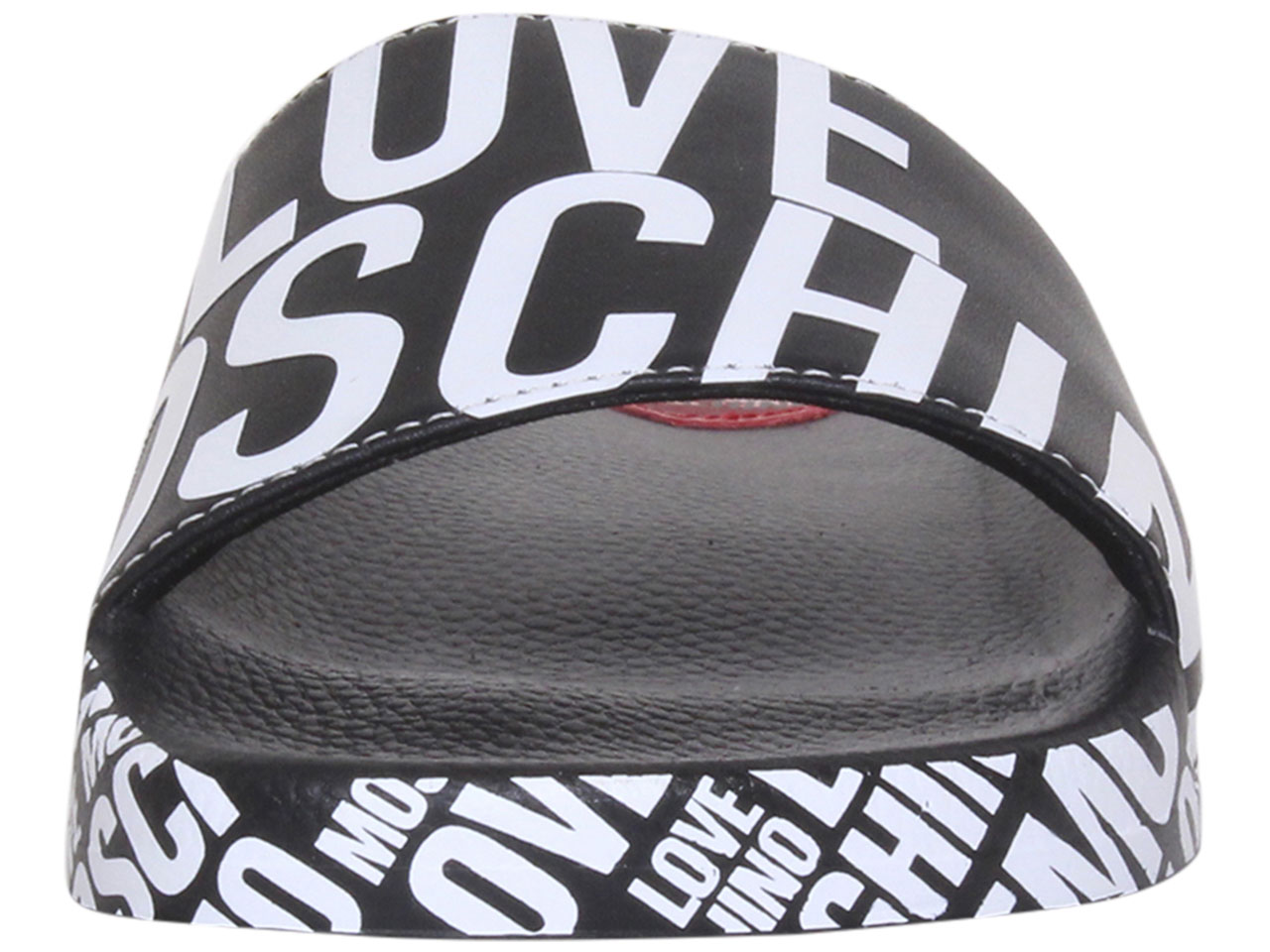 Love Moschino Women's Slides Sandals Allover Logo Print Shoes Black/White - Picture 26 of 32