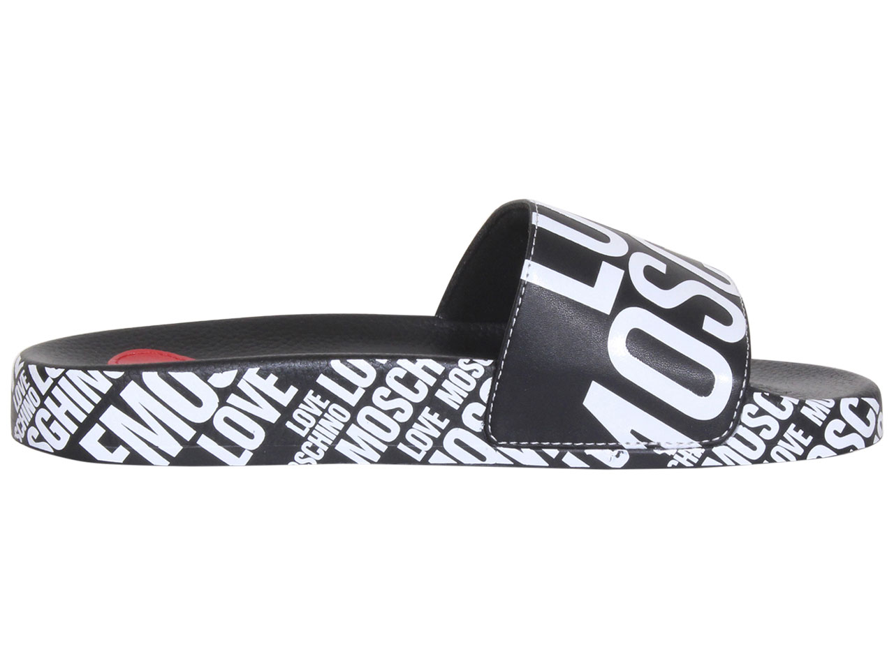 Love Moschino Women's Slides Sandals Allover Logo Print Shoes Black/White - Picture 29 of 32