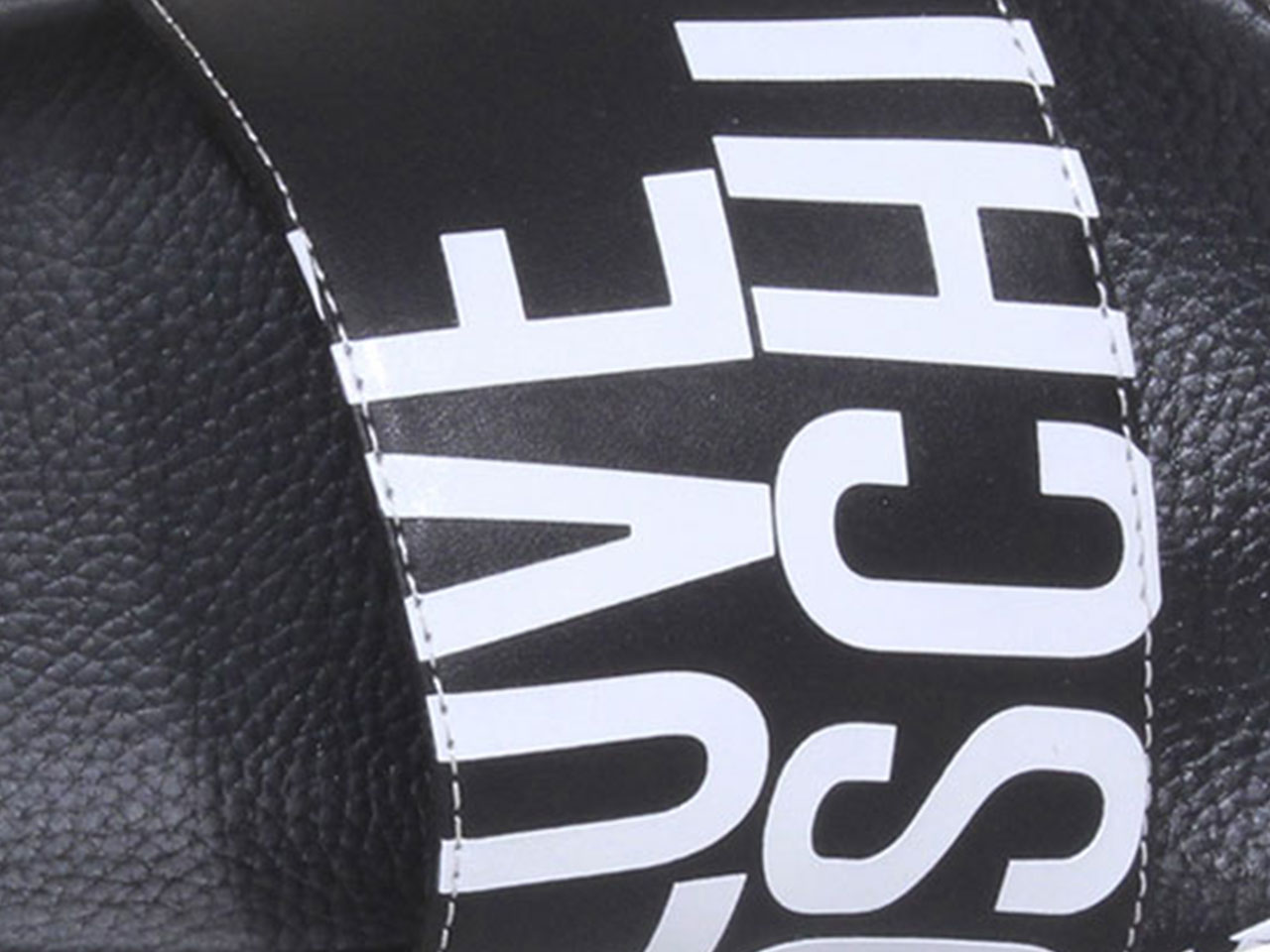Love Moschino Women's Slides Sandals Allover Logo Print Shoes Black/White - Picture 32 of 32