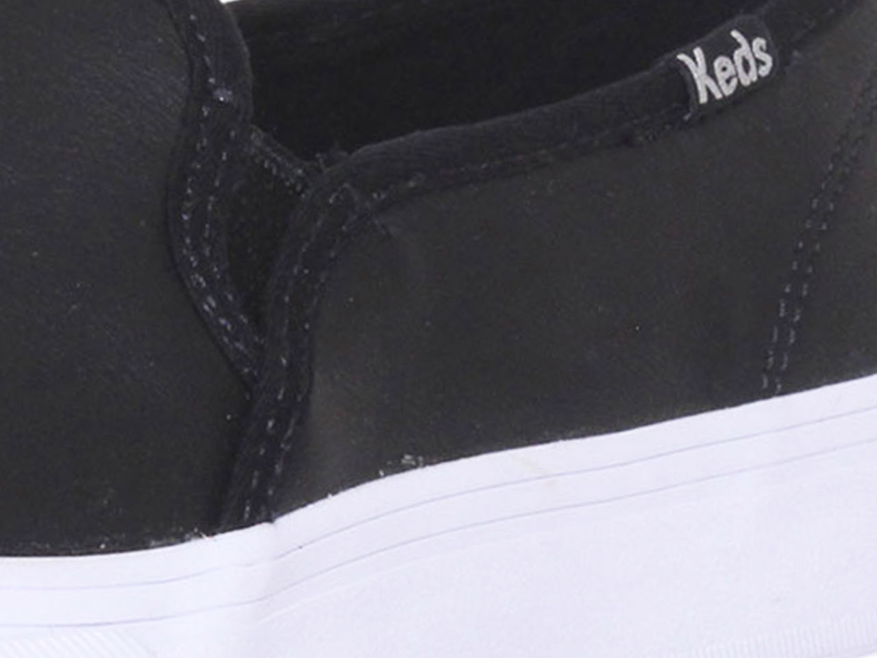Keds Women's Double-Decker-Leather Sneakers Slip-On Shoes Black
