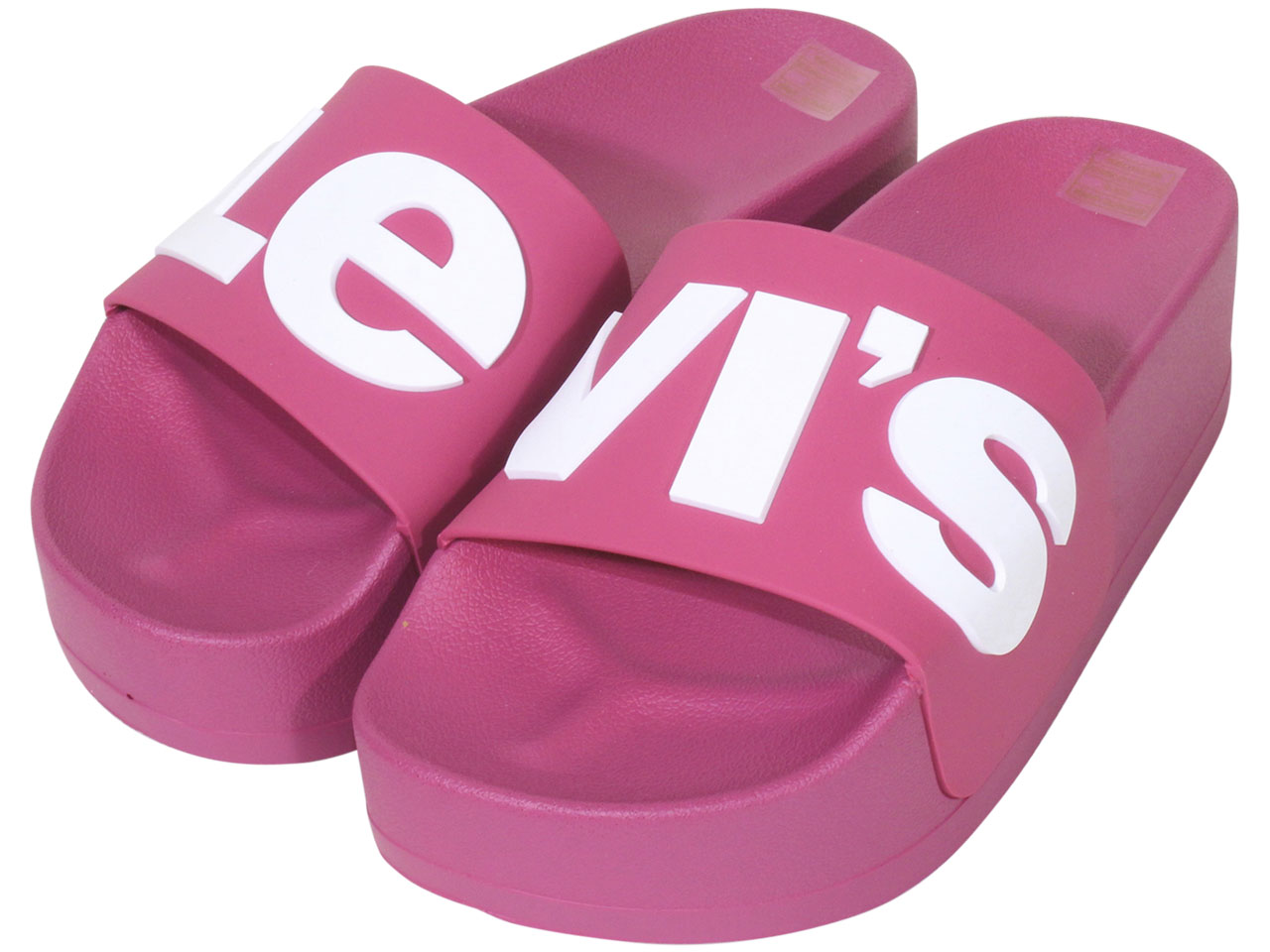 Levis Women's Split-Logo-Platform-Slide Sandals Shoes Fuchsia/White - Picture 9 of 40