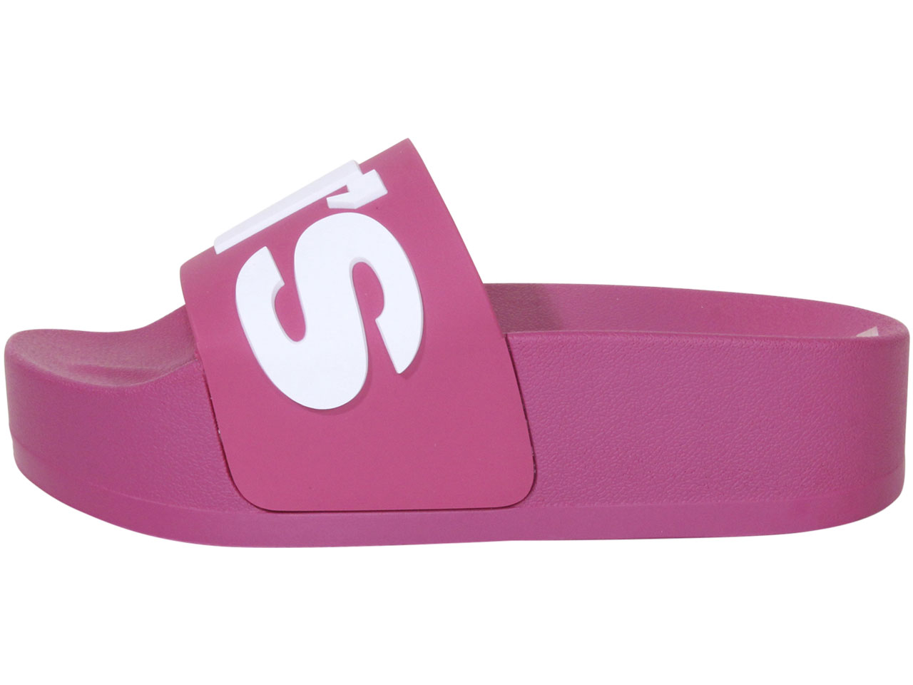 Levis Women's Split-Logo-Platform-Slide Sandals Shoes Fuchsia/White - Picture 12 of 40