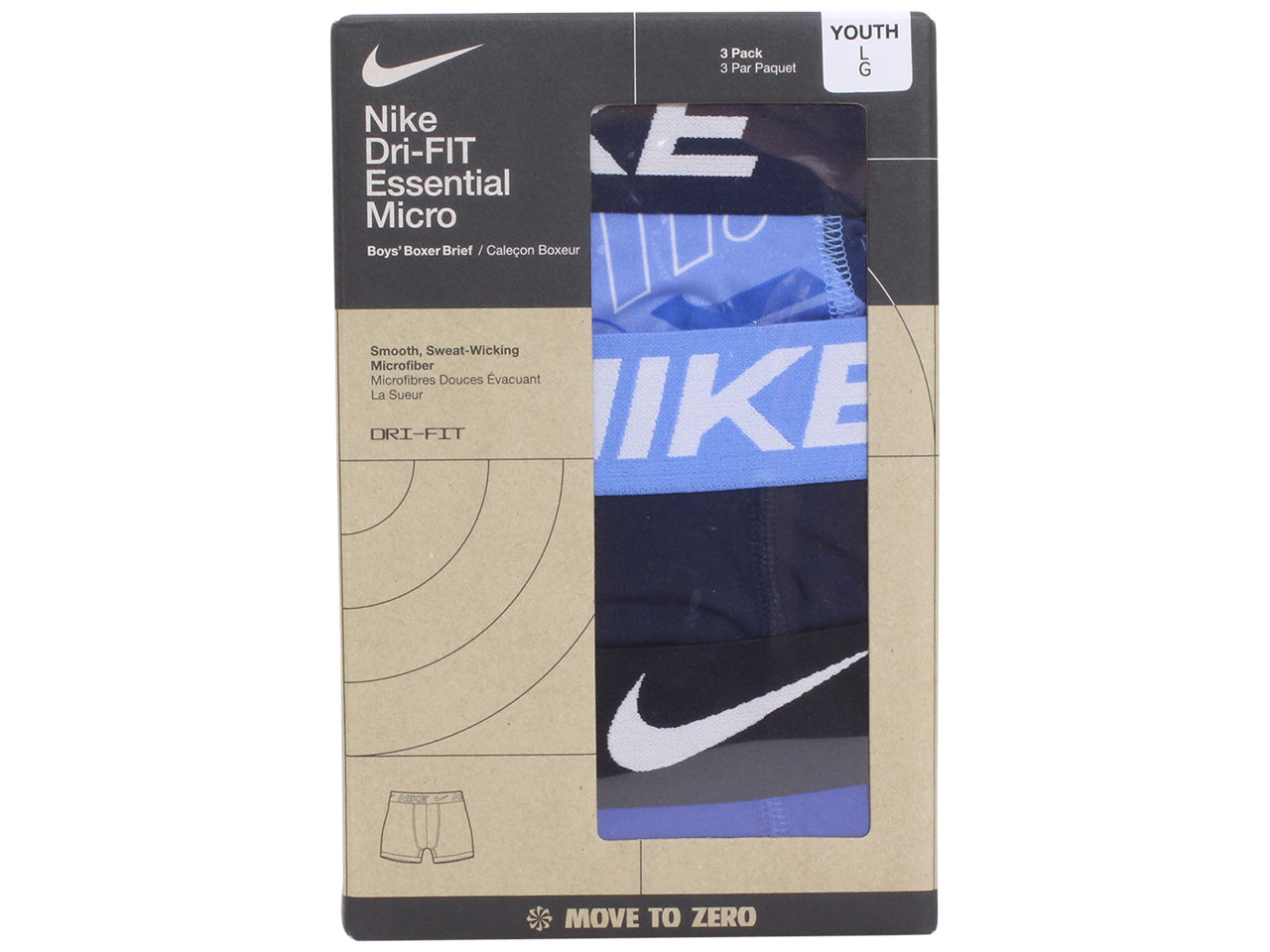 Nike Youth Boy's 3-Pairs Boxer Briefs Underwear Micro Dri-FIT White/Blue - Picture 4 of 8