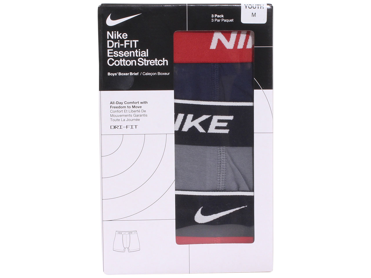 Nike Youth Boy's 3-Pairs Boxer Briefs Underwear Essential Dri-FIT Obsidian - Picture 8 of 10