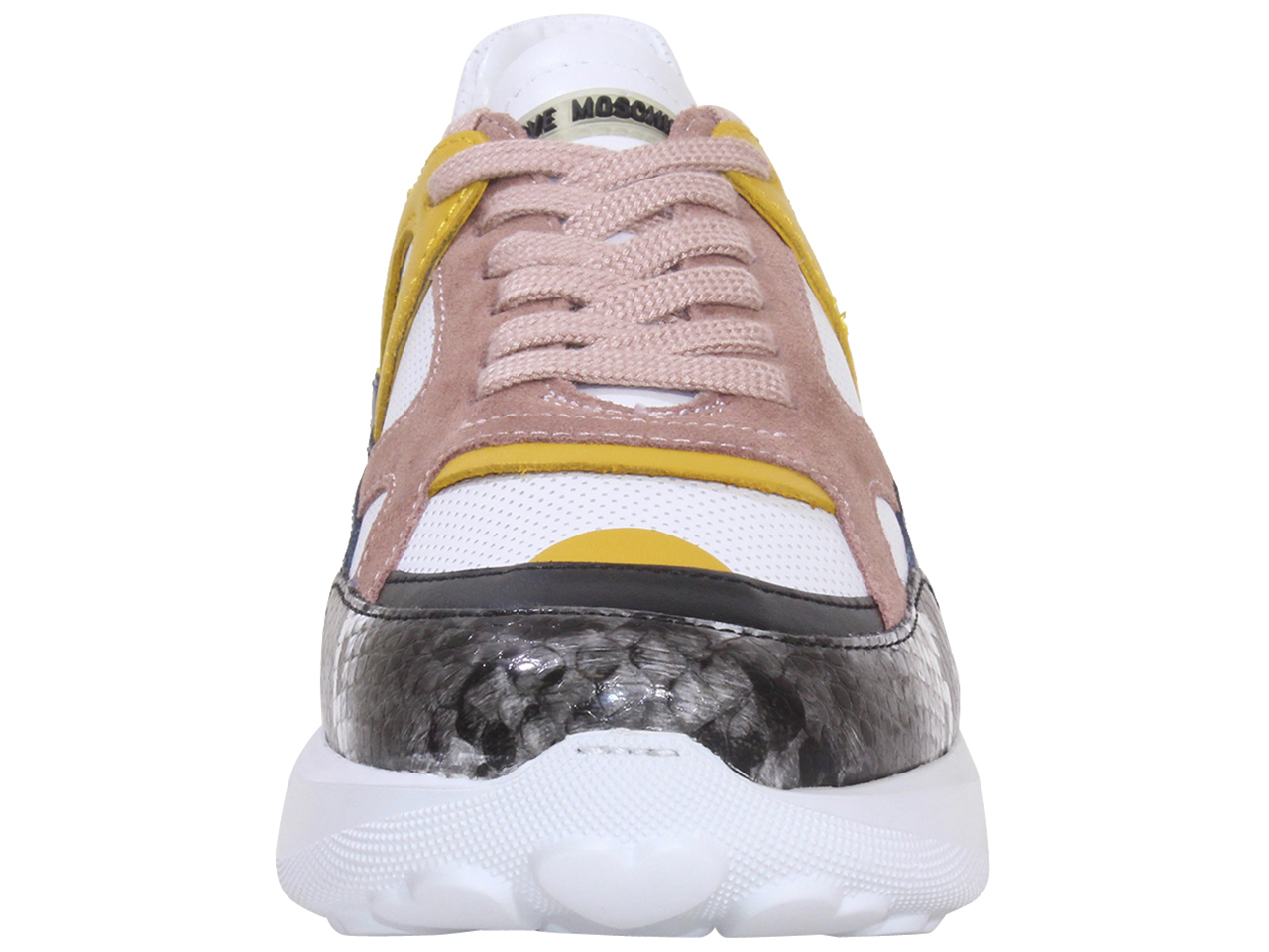 Love Moschino Women's Faux Fur Lace-Up Sneaker Shoes White/Multi
