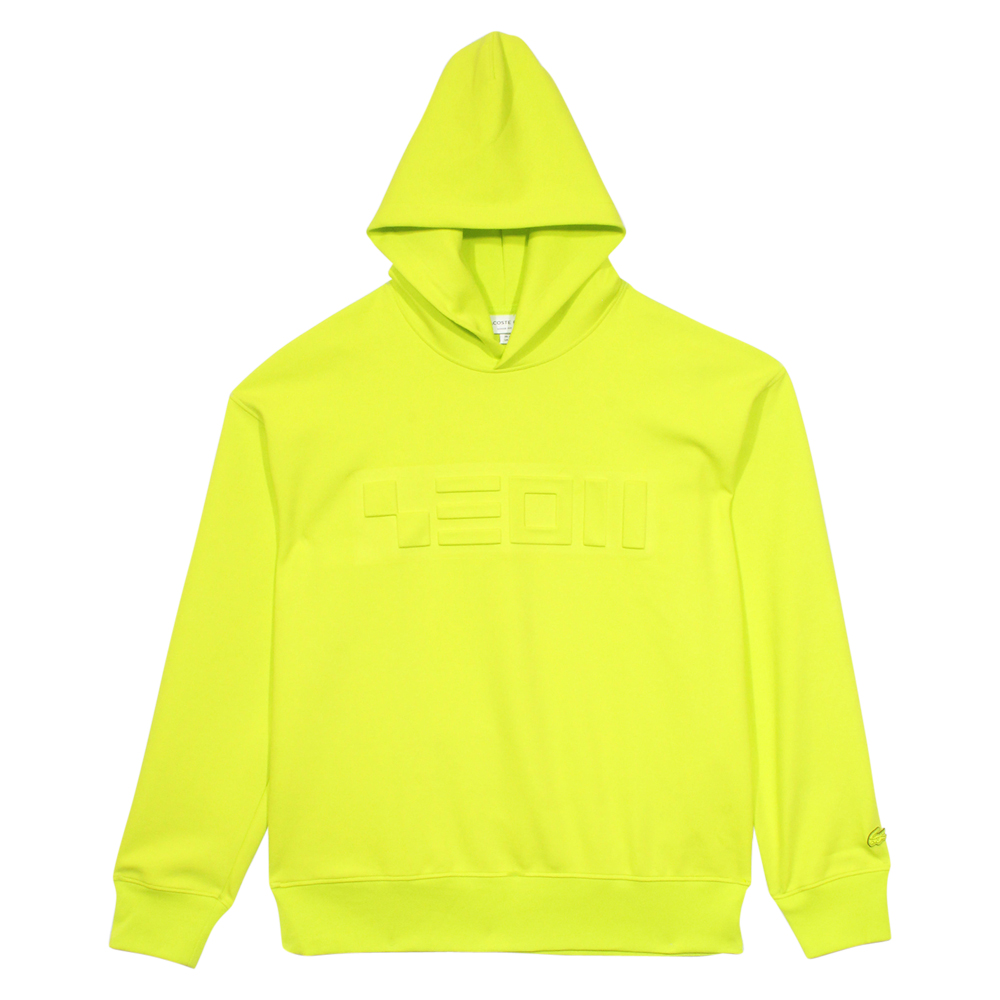 Lacoste Men's Sweatshirt Loose Fit Hooded Crew Neck Pullover Yellow - Picture 11 of 12