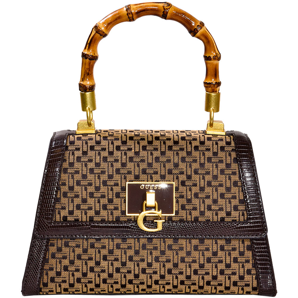 Guess Women's Stephi Handbag Bamboo Flap Satchel - Picture 8 of 21